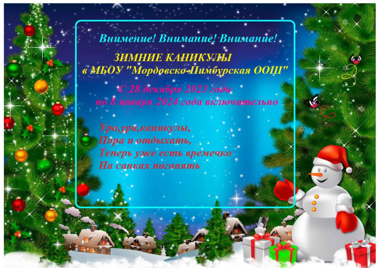 Зимние каникулы.
